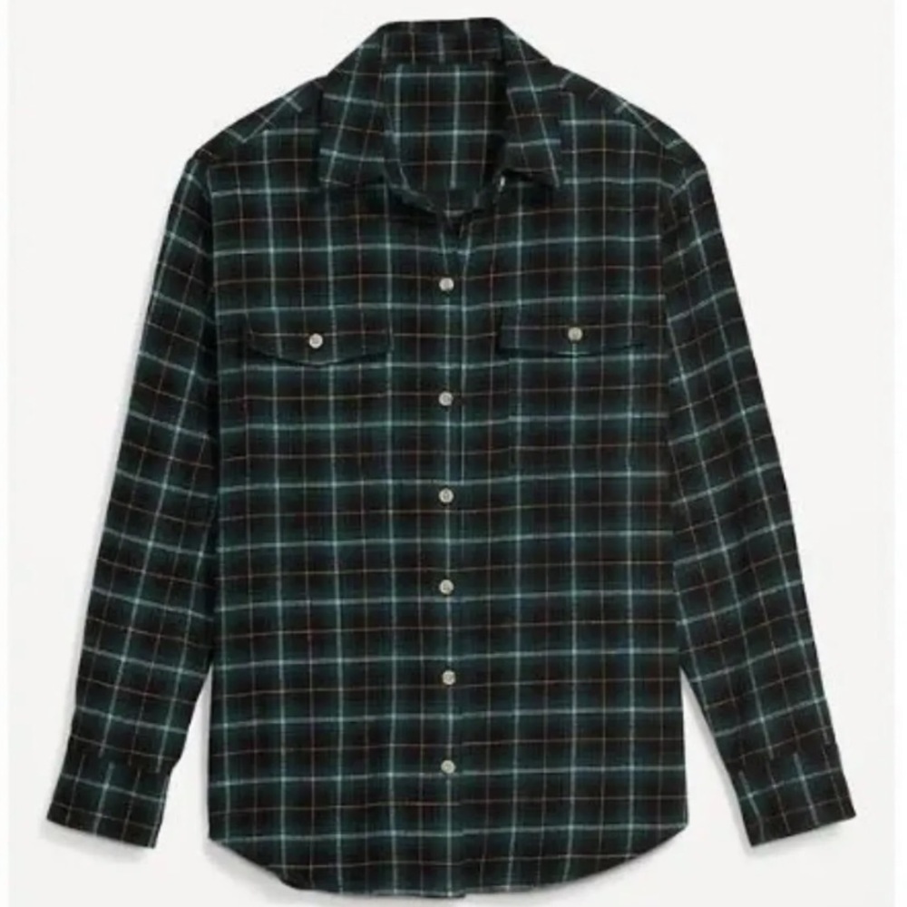 Old Navy XS Green and Navy Flannel Top